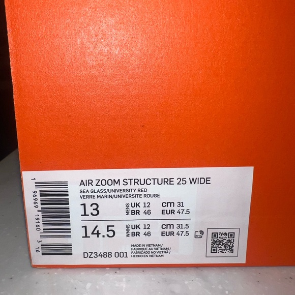 Size 13 - Nike Air Zoom Structure 25 Sea Glass University Red - Picture 4 of 6